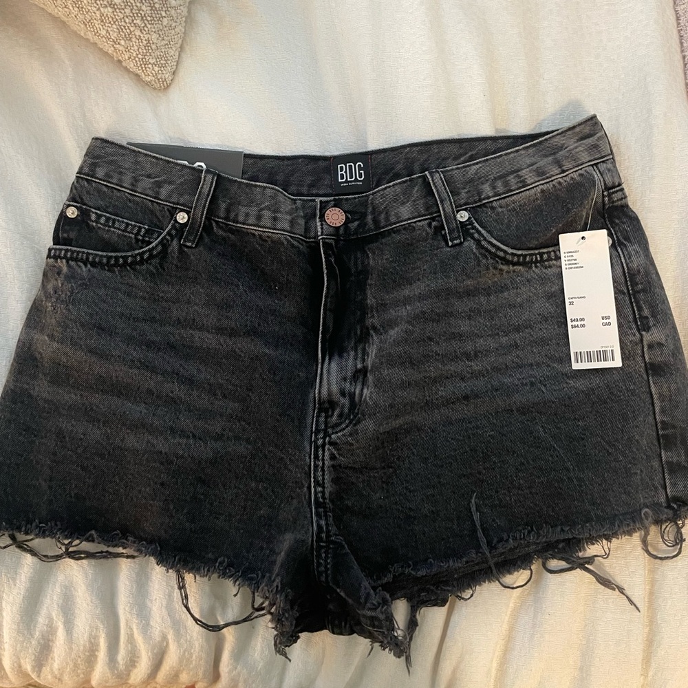 BDG black denim shorts